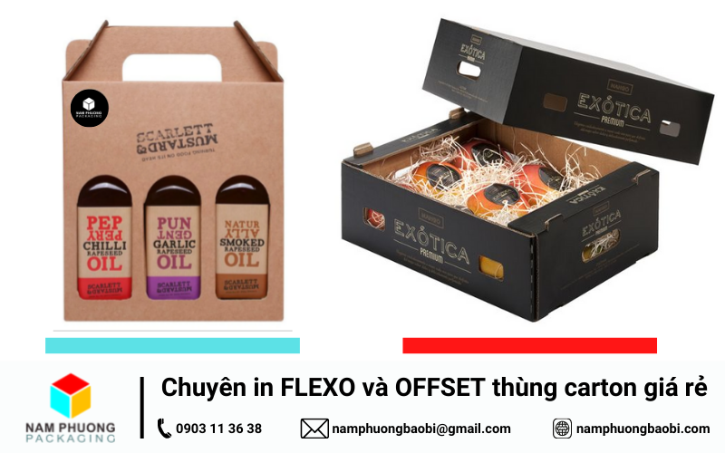 Thùng carton có vách ngăn hoặc tay bưng