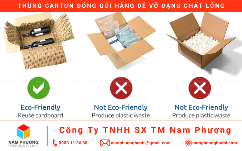 thùng hộp carton đóng gói đồ dễ vỡ dạng chất lỏng