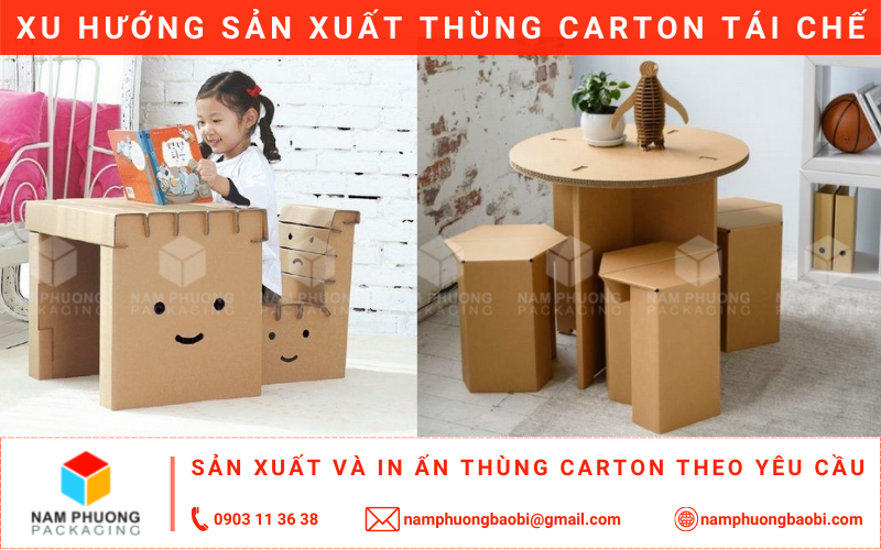 làm bàn ghế cho bé bằng thùng carton