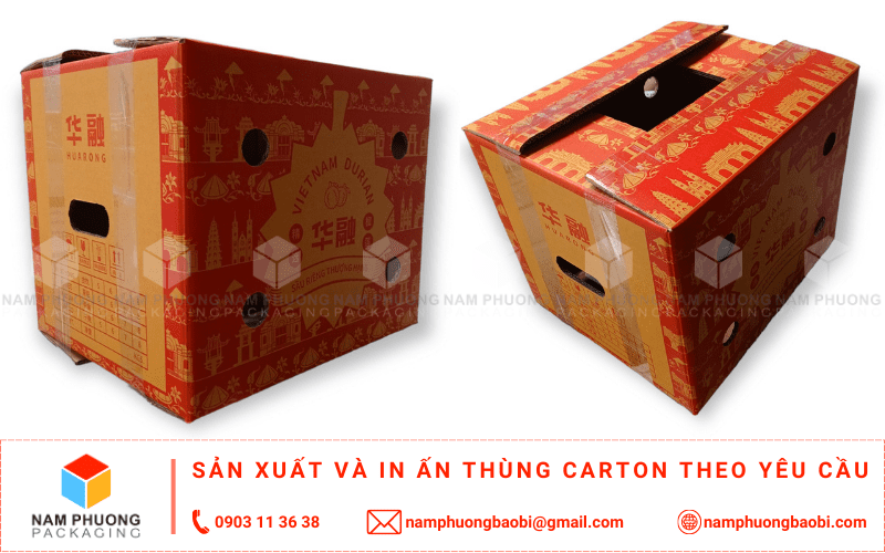 xưởng in thùng carton đựng sầu riêng xuất khẩu giá rẻ ở đầu