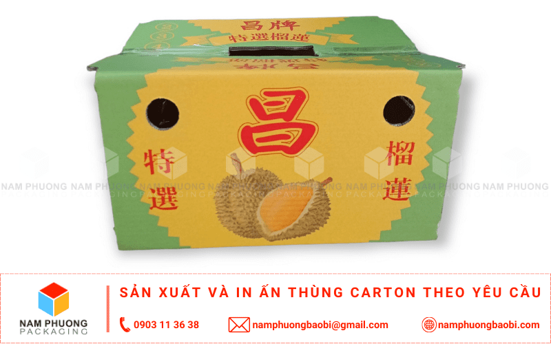 xưởng in thùng carton đựng sầu riêng xuất khẩu giá rẻ ở đầu
