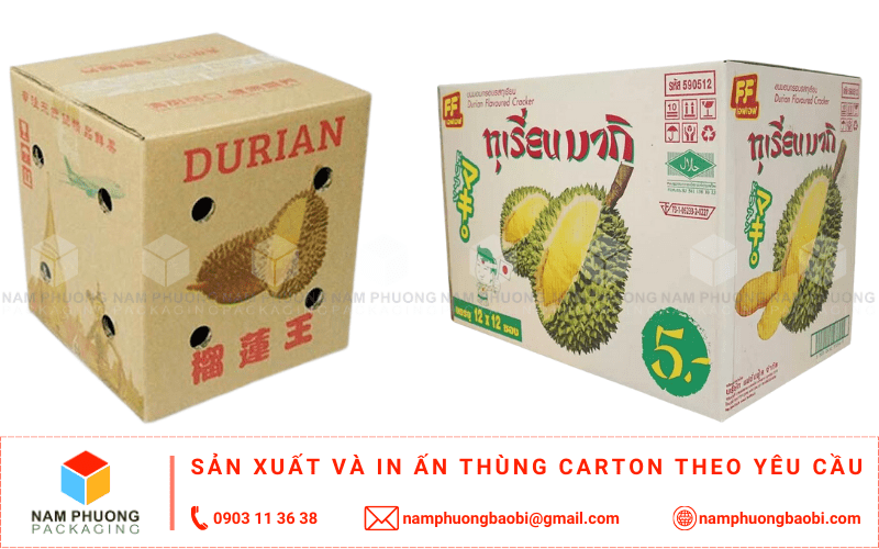 xưởng in thùng carton đựng sầu riêng xuất khẩu giá rẻ ở đầu