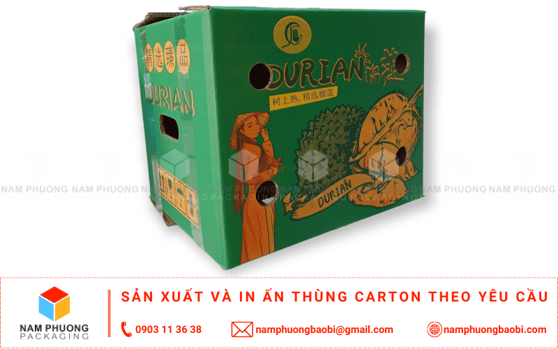 xưởng in thùng carton đựng sầu riêng xuất khẩu giá rẻ ở đầu