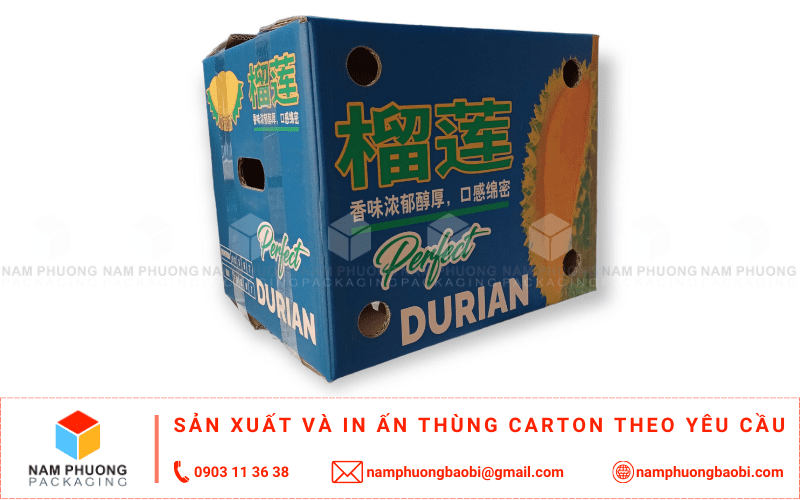 xưởng in thùng carton đựng sầu riêng xuất khẩu giá rẻ ở đầu