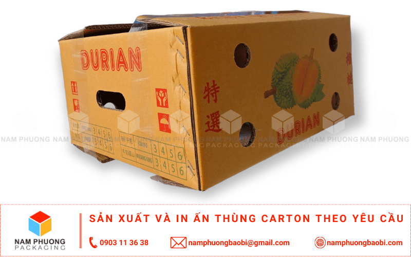 xưởng in thùng carton đựng sầu riêng xuất khẩu giá rẻ ở đầu