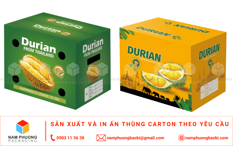 xưởng in thùng carton đựng sầu riêng xuất khẩu giá rẻ ở đầu