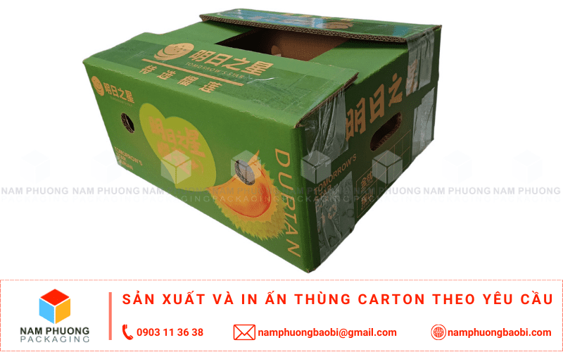 xưởng in thùng carton đựng sầu riêng xuất khẩu giá rẻ ở đầu